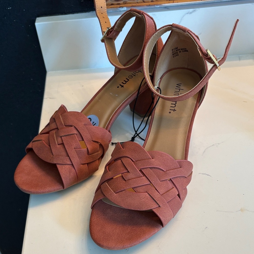 Mod Wedges Woven ankle Strap Heels pumps  - pink mauve